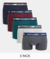 Jack & Jones - 5er Packung Unterhosen in verschiedenen Farben-Grau