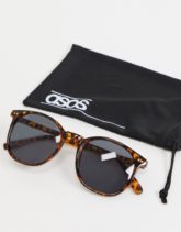 ASOS DESIGN - Eckige Sonnenbrille in Schildpattoptik mit getönten Gläsern-Braun