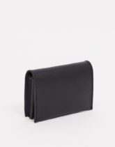 ASOS DESIGN - Schwarze Klapp-Brieftasche aus Leder mit Münzfach mit Reißverschluss