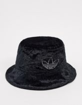 adidas Originals - Anglerhut aus Samt mit Kleeblatt-Logo in Schwarz