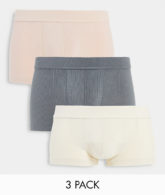 ASOS DESIGN - 3er-Pack kurze, gerippte Unterhosen-Mehrfarbig