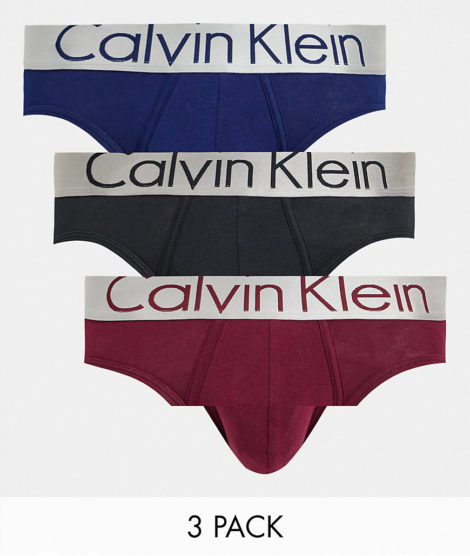 Calvin Klein - Unterhosen mit Metallic-Bund in mehreren Farben im 3er-Pack-Mehrfarbig