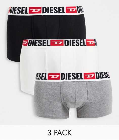 Diesel - Damien - Unterhosen in Schwarz/Weiß/Grau im 3er-Pack-Mehrfarbig
