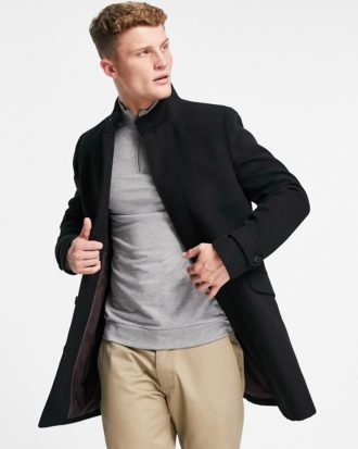 Burton - Schwarzer Mantel mit hohem Kragen