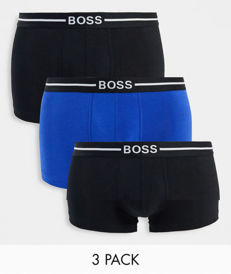 BOSS - 3er-Pack Unterhosen aus Bio-Baumwolle in Schwarz/Blau-Mehrfarbig