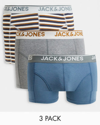 Jack & Jones - 3er-Pack Unterhosen mit Streifen in verschiedenen Farben-Mehrfarbig