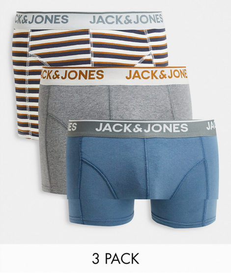 Jack & Jones - 3er-Pack Unterhosen mit Streifen in verschiedenen Farben-Mehrfarbig