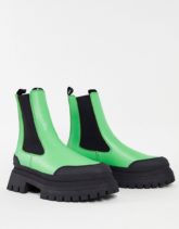 ASOS DESIGN - Chelsea-Stiefel aus grünem Kunstleder mit superdicker Sohle und Zehenkappe aus Gummi