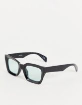 ASOS DESIGN - Eckige Oversize-Sonnenbrille in Schwarz mit getönten Gläsern und dickem Rahmen