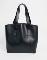 ASOS DESIGN - Schlichte Shopper-Tasche in Schwarz mit Nietenverzierung