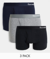 Abercrombie & Fitch - 3er-Pack Unterhosen mit Logobund in Marineblau/Grau/Schwarz-Mehrfarbig