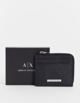 Armani Exchange - Brieftasche aus Leder mit Rundum-Reißverschluss und Logo in Schwarz
