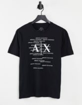 Armani Exchange - T-Shirt in Schwarz mit mittiger Textgrafik