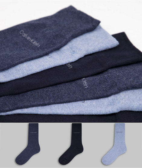 Calvin Klein - Eric - Socken mit Logo in Blau-Bunt im 3er-Pack-Mehrfarbig