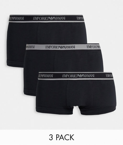 Emporio Armani - Bodywear - 3er-Pack Unterhosen in Schwarz mit Logobund