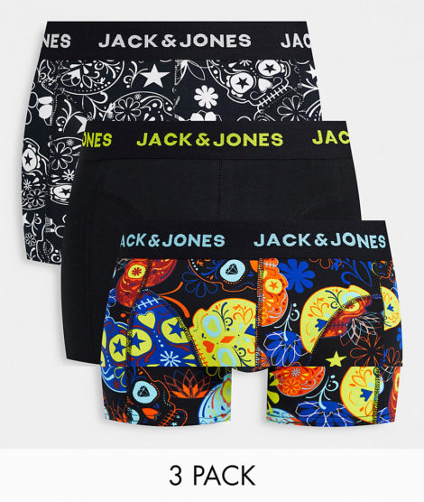Jack & Jones - 3-er Pack Unterhosen mit Totenkopf-Print-Mehrfarbig