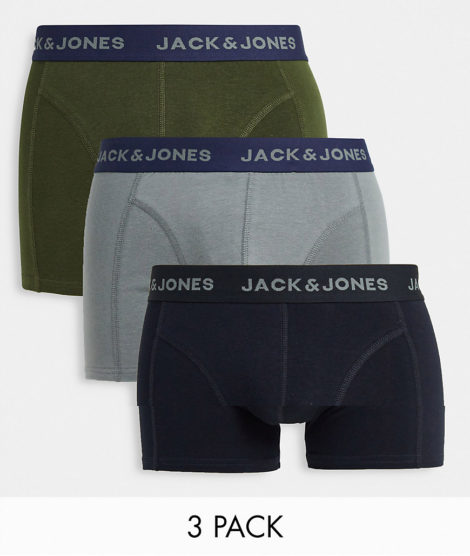 Jack & Jones - 3er-Pack Unterhosen in Khaki und Grau-Mehrfarbig