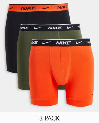 Nike - 3er-Pack Boxershorts aus Baumwoll-Stretch in Orange/Khaki/Schwarz-Mehrfarbig