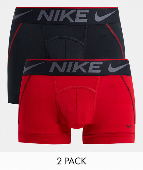Nike Breathe - Unterhosen aus Mikrofaser in Schwarz/Rot im 2er-Pack