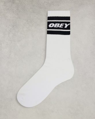 Obey - Cooper - Socken in Weiß mit Streifen in Schwarz