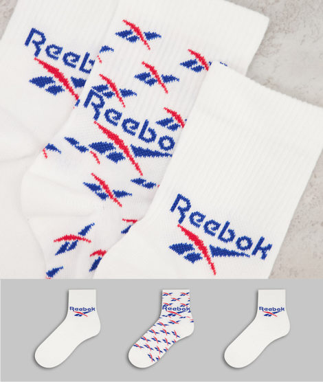 Reebok Classics - Crew-Socken in Weiß im 3er-Pack