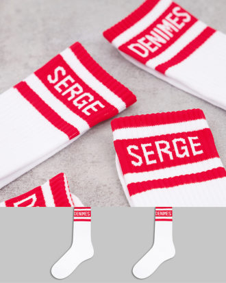 Serge DeNimes - Socken mit Logo in Weiß im 2er-Pack
