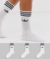adidas Originals - adicolor - Socken mit Dreiblattlogo in Weiß im 3er-Pack