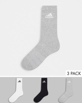 adidas Running - Gepolsterte Crew-Socken in mehreren Farben im 3er-Pack-Schwarz