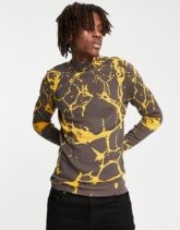 ASOS DESIGN - Gestricktes, eng anliegender Pullover mit Lava-Muster-Mehrfarbig