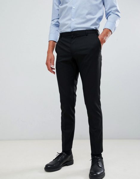 Burton Menswear - Elegante, eng geschnittene Hose in Schwarz