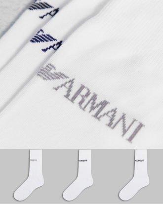 Emporio Armani - Bodywear - 3er-Pack Socken in Weiß mit Textlogo