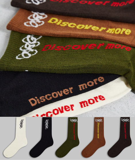 Jack & Jones - ORG - Socken im 5er-Pack in Schwarz, Braun, Weiß