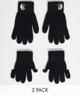ASOS DESIGN - 2er-Pack Touchscreen-Handschuhe aus recyceltem Polyester in Schwarz mit Stickerei