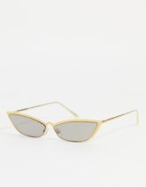 ASOS DESIGN - Angeschrägte Sonnenbrille in Gold mit rauchig-goldenen Gläsern-Goldfarben