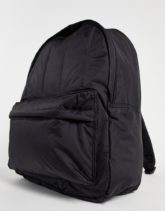 ASOS DESIGN - Gepolsterter Rucksack in Schwarz mit kontrastieren Reißverschlussbändern
