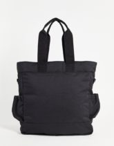ASOS DESIGN - Hybrid - Rucksack in Tragetaschen-Optik aus Nylon in Schwarz mit zweifachen Taschen