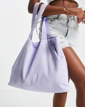 Accessorize - Shopper-Tasche aus Cord in Flieder-Violett