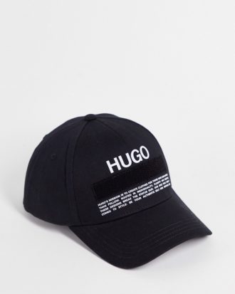 HUGO - Baseballkappe in Schwarz mit Text-Logo