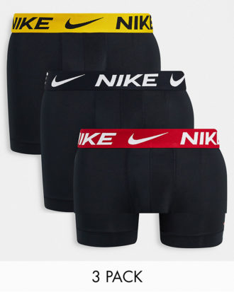 Nike - 3er-Pack Unterhosen aus Mikrofaser mit Stretchanteil in Schwarz mit Bund in mehreren Farben