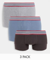 ASOS DESIGN - 3er-Pack Unterhosen mit farblich abgesetztem Bund-Mehrfarbig