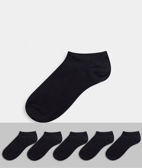 ASOS DESIGN - 5er-Pack Sneaker-Socken in Schwarz