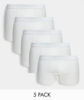 ASOS DESIGN - 5er-Pack Unterhosen aus Bio-Baumwollmischung in Weiß