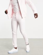 ASOS DESIGN - Elegante Hose mit engem Schnitt und sportlichen Bündchen aus rosa Seersucker