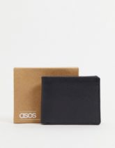 ASOS DESIGN - Geprägt Brieftasche aus schwarzem Saffiano-Leder