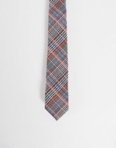 ASOS DESIGN - Krawatte mit Heritage-Karomuster in Steinfarben und Orange-Neutral