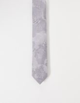 ASOS DESIGN - Schmale Krawatte im Blumendesign in Silber