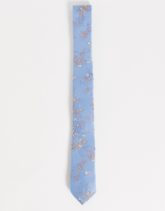 ASOS DESIGN - Schmale Krawatte in Babyblau geblümt