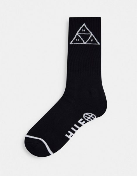 HUF - Socken in Schwarz mit dreifachem Dreiecksmotiv