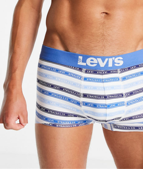 Levi's - Gestreifte Unterhosen mit Logo in Blau im 2er-Pack