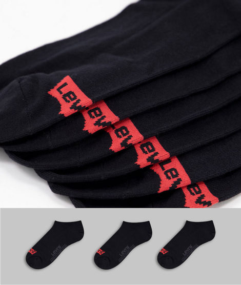 Levi's - Niedrig geschnittene Socken mit Fledermauslogo in Schwarz im 3er-Pack